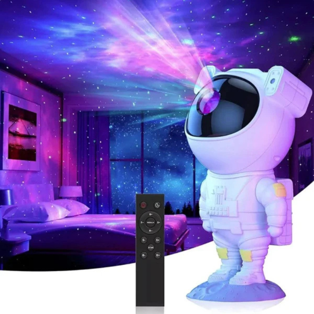 Mini Projetor Astronauta Luz Estelar com Controle Remoto – Uma Jornada Cósmica Dentro do Seu Quarto