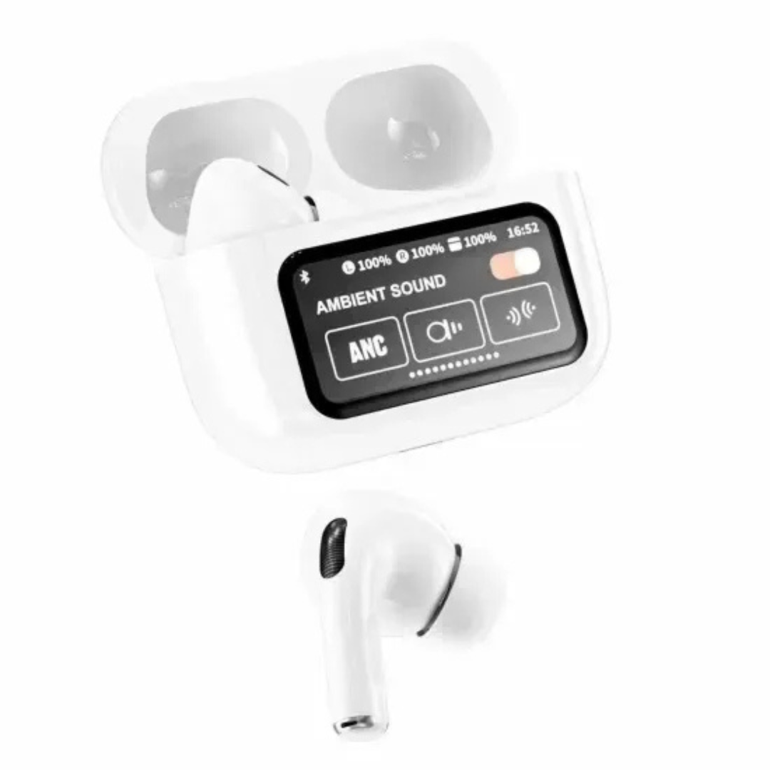 Kit com 2 Fones de Ouvido Bluetooth 5.4 A9 PRO Branco – Som Imersivo com Tecnologia e Estilo