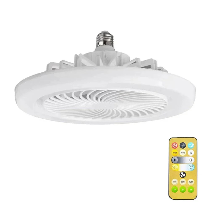Lâmpada de Teto Inteligente com Ventilador Branco - Luminária com Controle Remoto