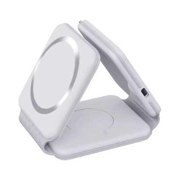 Carregador MagSafe Dobrável 3 em 1 Branco – Carregue com Estilo, Praticidade e Alta Performance