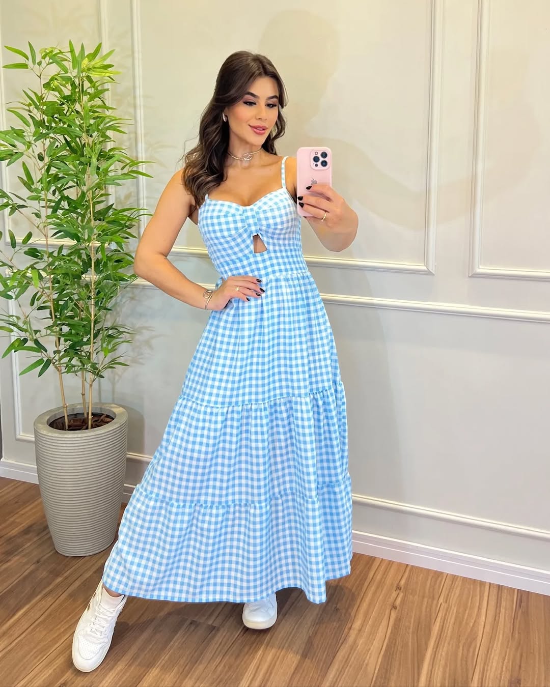 Vestido Bojo Midi Feminino - Azul Claro