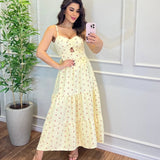 Vestido Bojo Midi Feminino - Amarelo