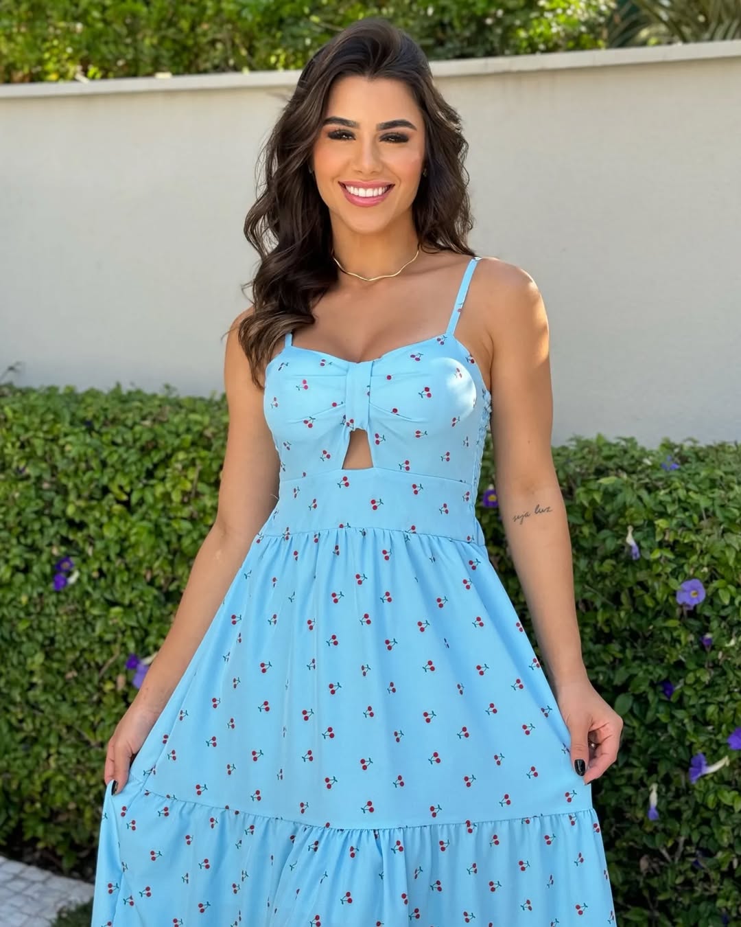 Vestido Bojo Midi Feminino - Azul Claro