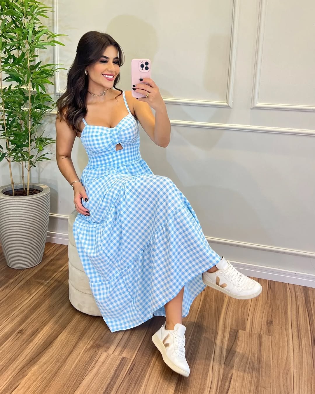 Vestido Bojo Midi Feminino - Azul Claro