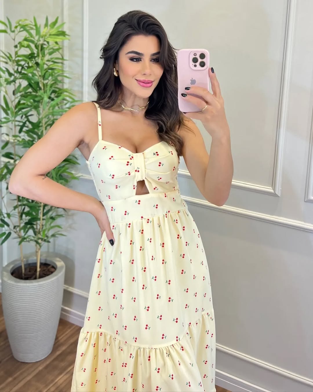 Vestido Bojo Midi Feminino - Amarelo