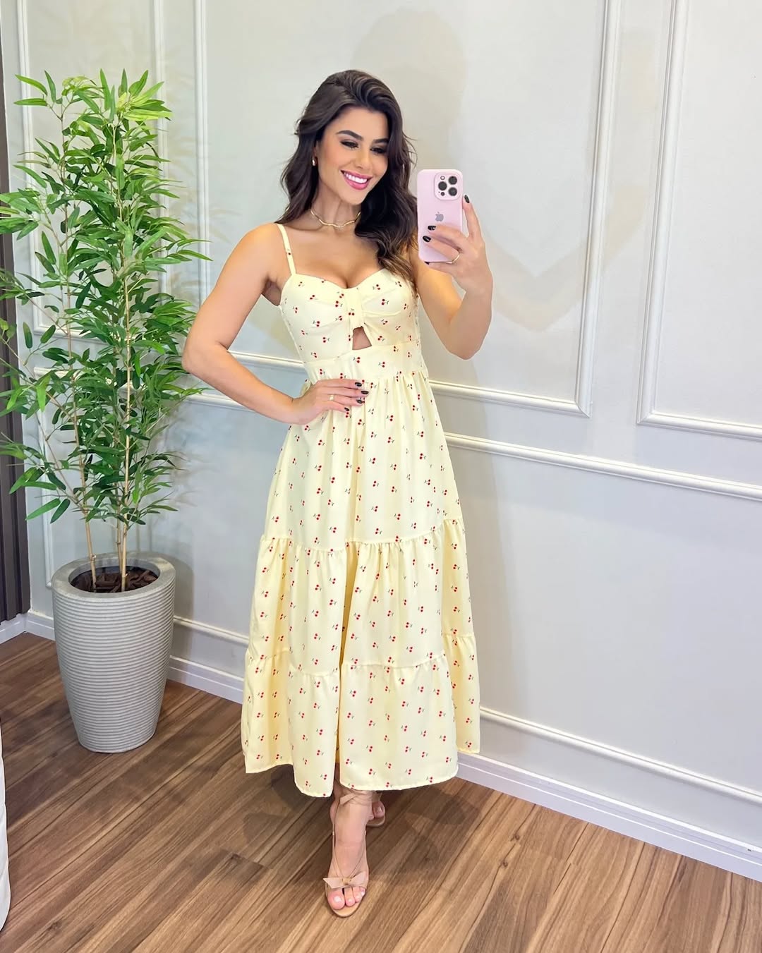 Vestido Bojo Midi Feminino - Amarelo