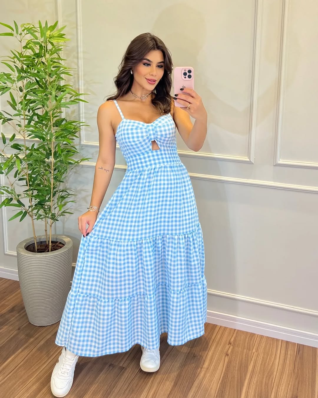 Vestido Bojo Midi Feminino - Azul Claro