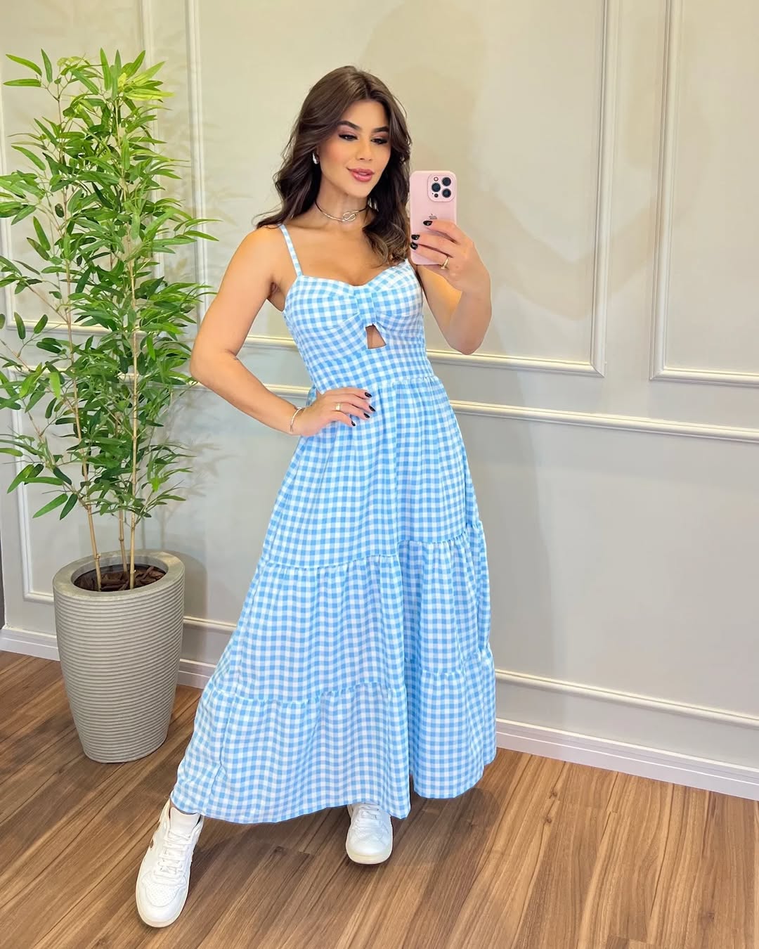 Vestido Bojo Midi Feminino - Azul Claro