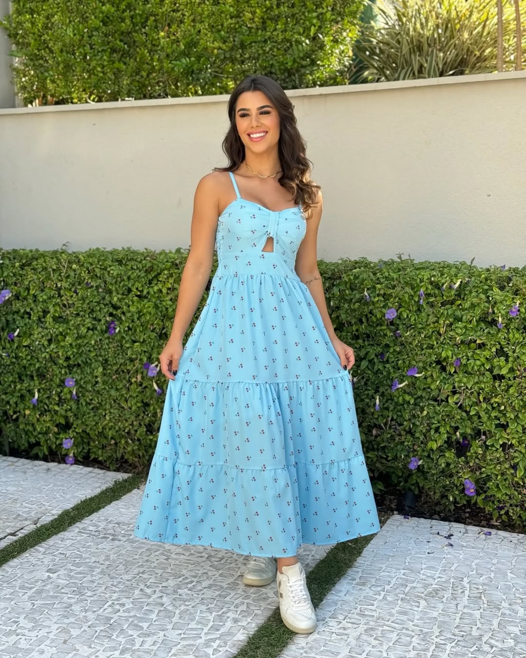 Vestido Bojo Midi Feminino - Azul Claro