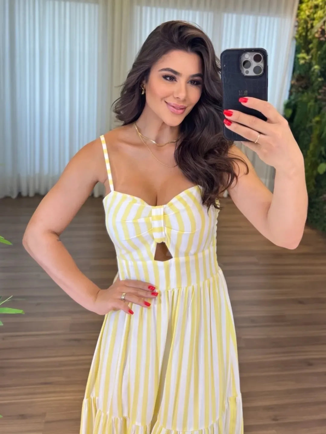 Vestido Bojo Midi Feminino - Amarelo