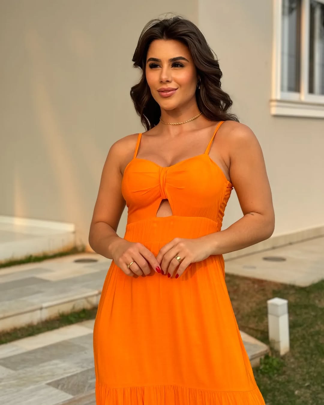 Vestido Bojo Midi Feminino - Laranja