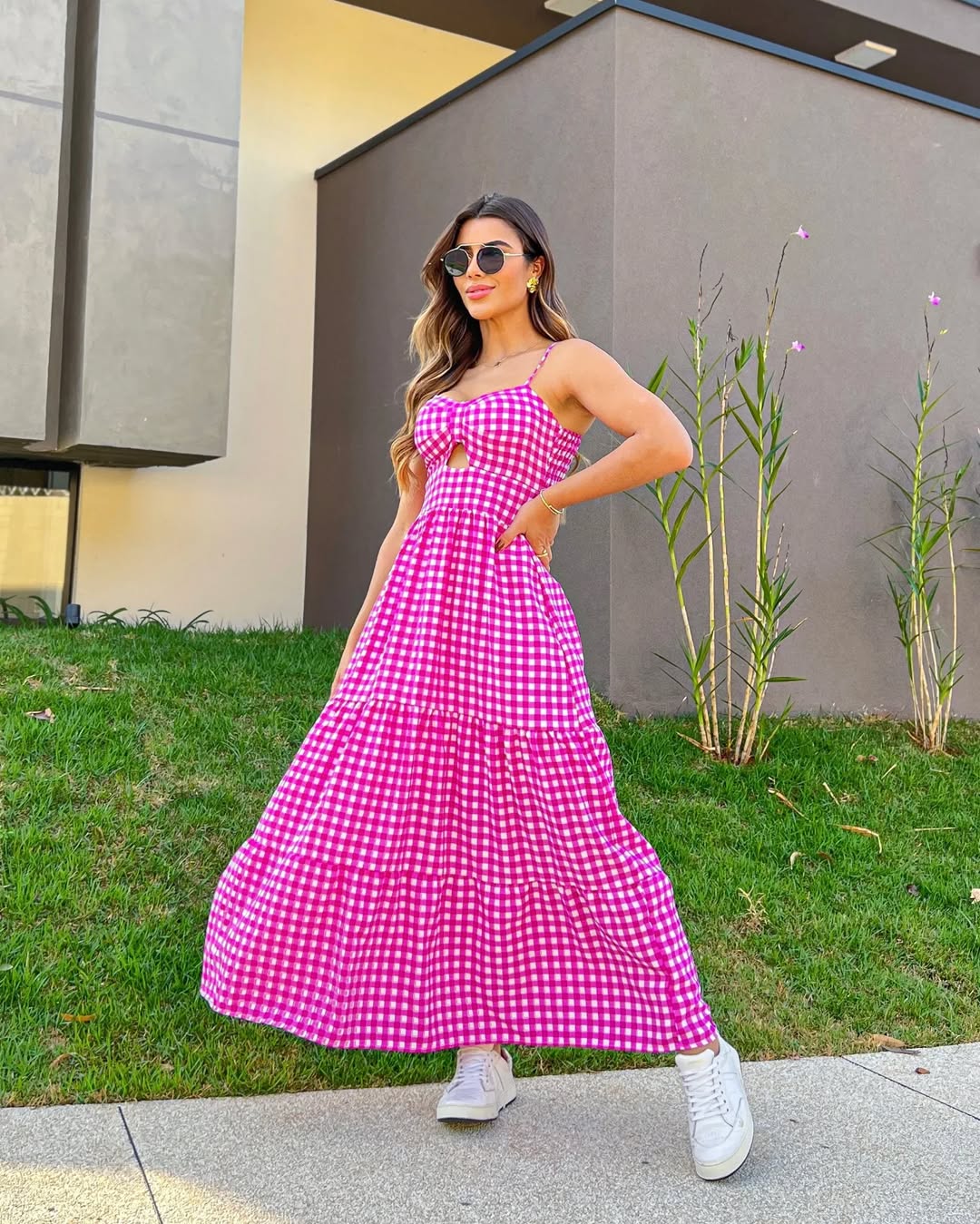 Vestido Bojo Midi Feminino - Fúcsia