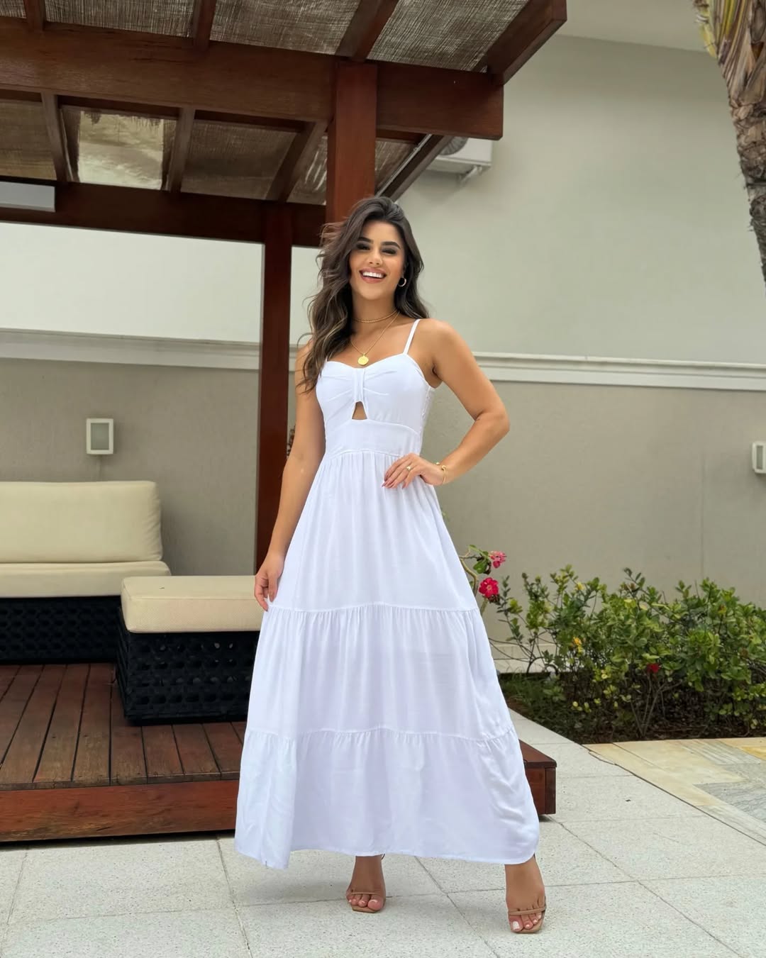 Vestido Bojo Midi Feminino - Branco