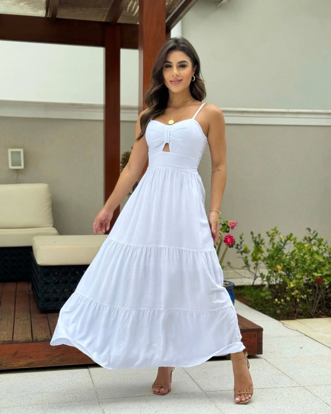 Vestido Bojo Midi Feminino - Branco