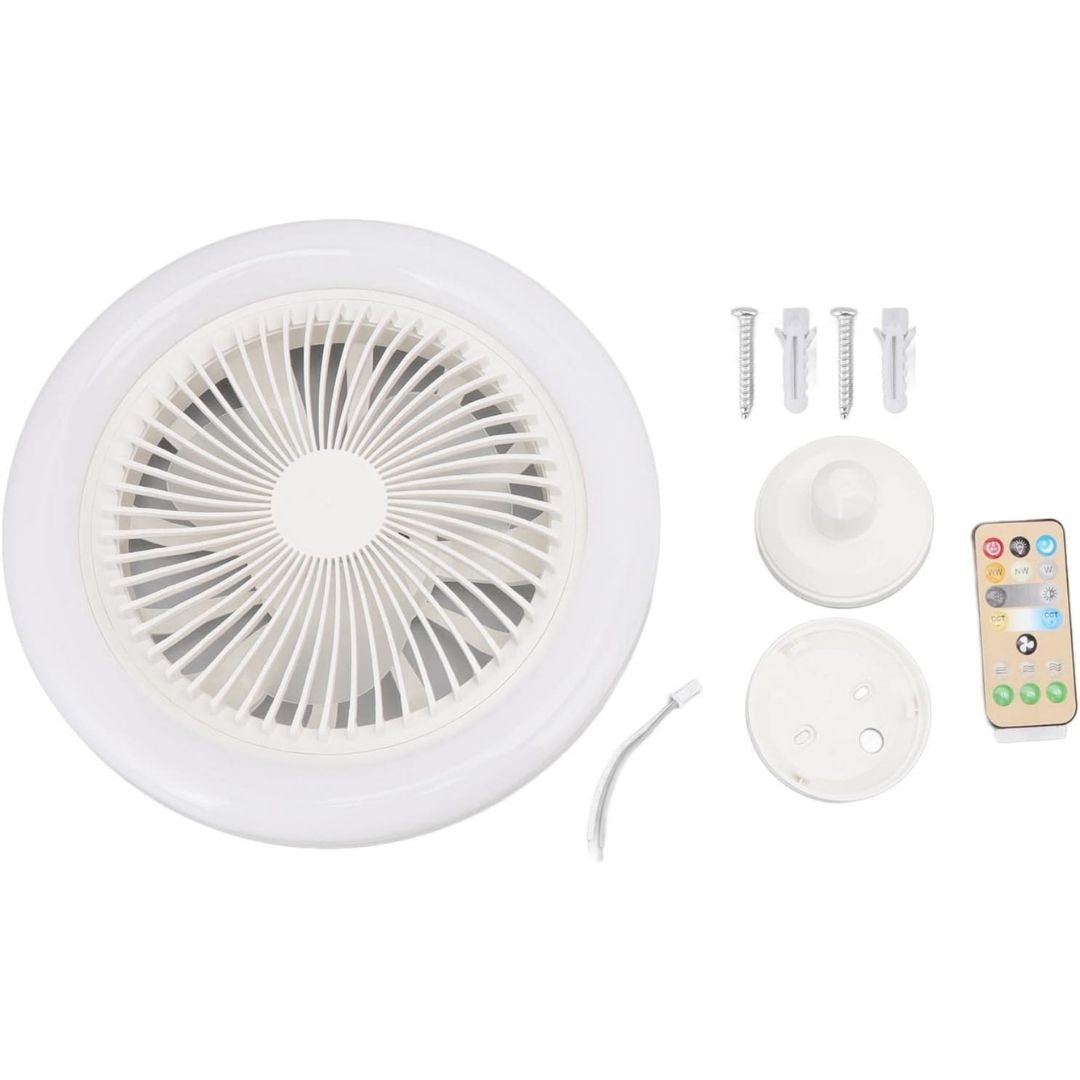 Lâmpada de Teto Inteligente com Ventilador Branco - Luminária com Controle Remoto
