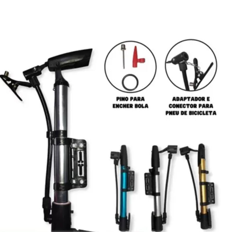 Bomba de Ar Portátil Manual Multifuncional – Leve, Prática e Sempre à Mão