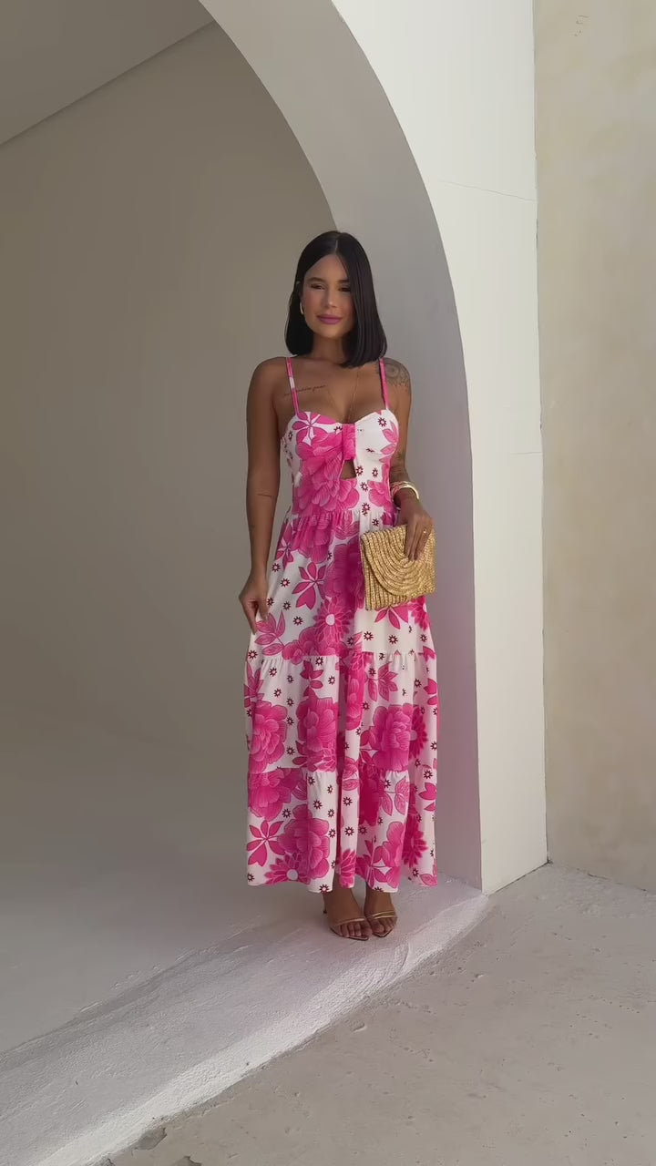 Vestido Bojo Midi Feminino - Rosa