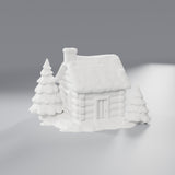 Chalé Nevado com Pinheiros de Natal