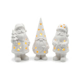 Trio Luminárias de Natal com Vela LED (Papai Noel e Gnomo)