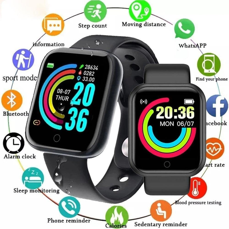 Smartwatch D20 Preto – Estilo, Saúde e Conectividade no Seu Pulso