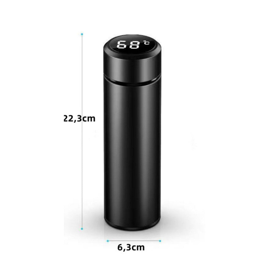 Garrafa Térmica LED com Termômetro 500ML Preto – Tecnologia e Estilo em Cada Gole