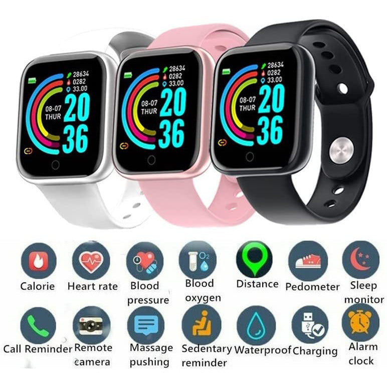 Smartwatch D20 Preto – Estilo, Saúde e Conectividade no Seu Pulso