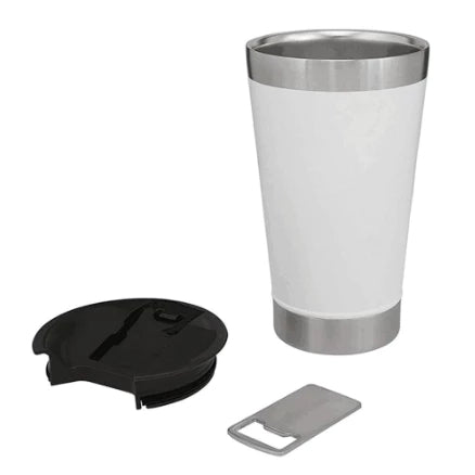 Copo Térmico Inox 473ml com Tampa e Abridor Branco – Estilo, Praticidade e Temperatura na Medida Certa