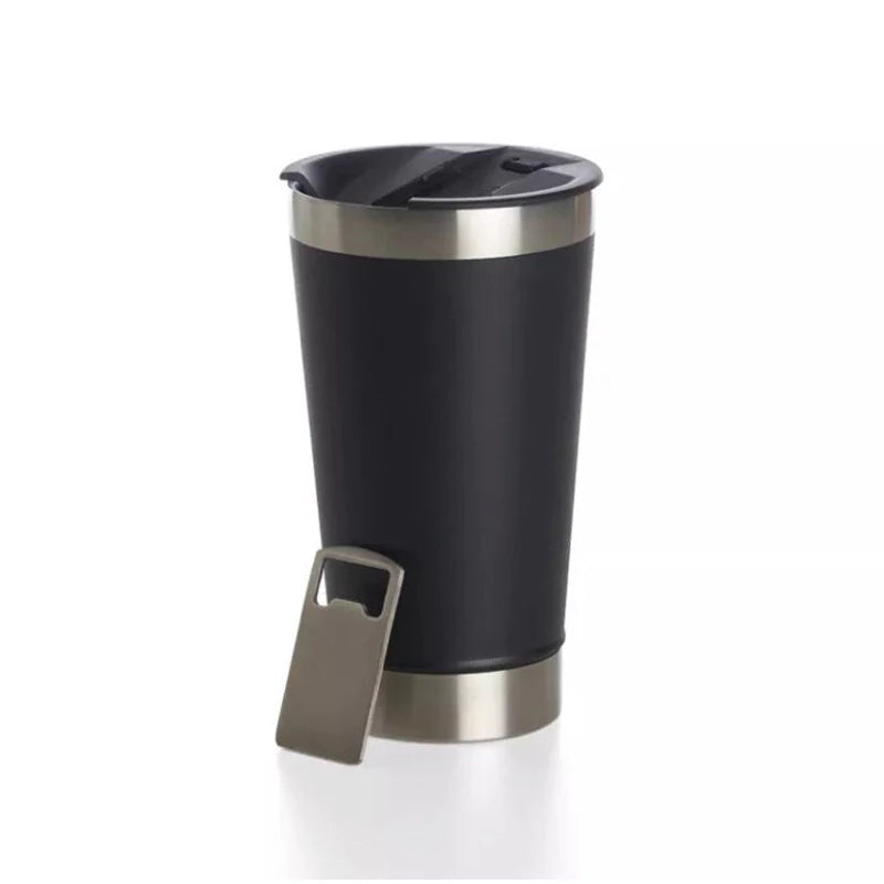 Copo Térmico Inox 473ml com Tampa e Abridor Preto – Estilo, Praticidade e Temperatura na Medida Certa