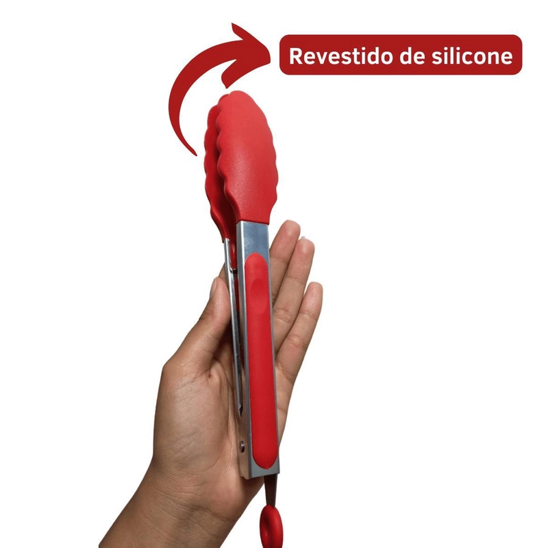 Conjunto Profissional de Utensílios de Cozinha com 12 Peças Antiaderente Vermelho – Silicone e Cabo em Madeira