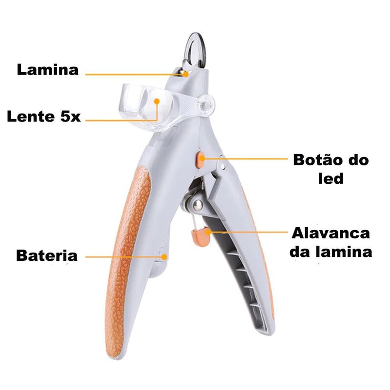 Alicate Cortador de Unha Pet com LED Fluffie – Segurança, Precisão e Conforto para seu Melhor Amigo