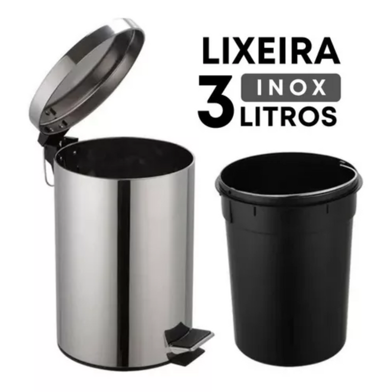 Lixeira Inox com Pedal 3L – Elegância, Higiene e Praticidade em um Só Produto
