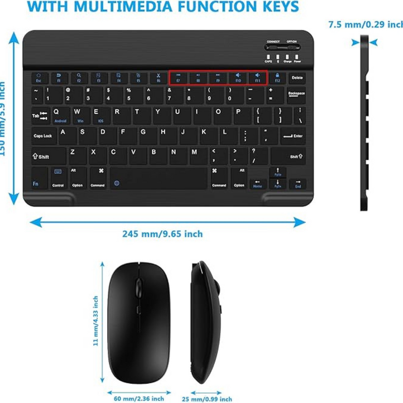 Kit Teclado e Mouse Bluetooth Sem Fio – Preto ABNT2 | Compacto, Versátil e Pronto para Conectar