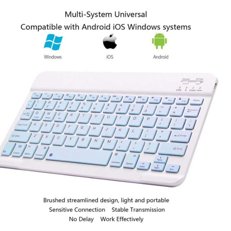 Kit Teclado + Mouse Sem Fio Bluetooth AN-030 Azul – Estilo, Conectividade e Liberdade para Seu Dia a Dia