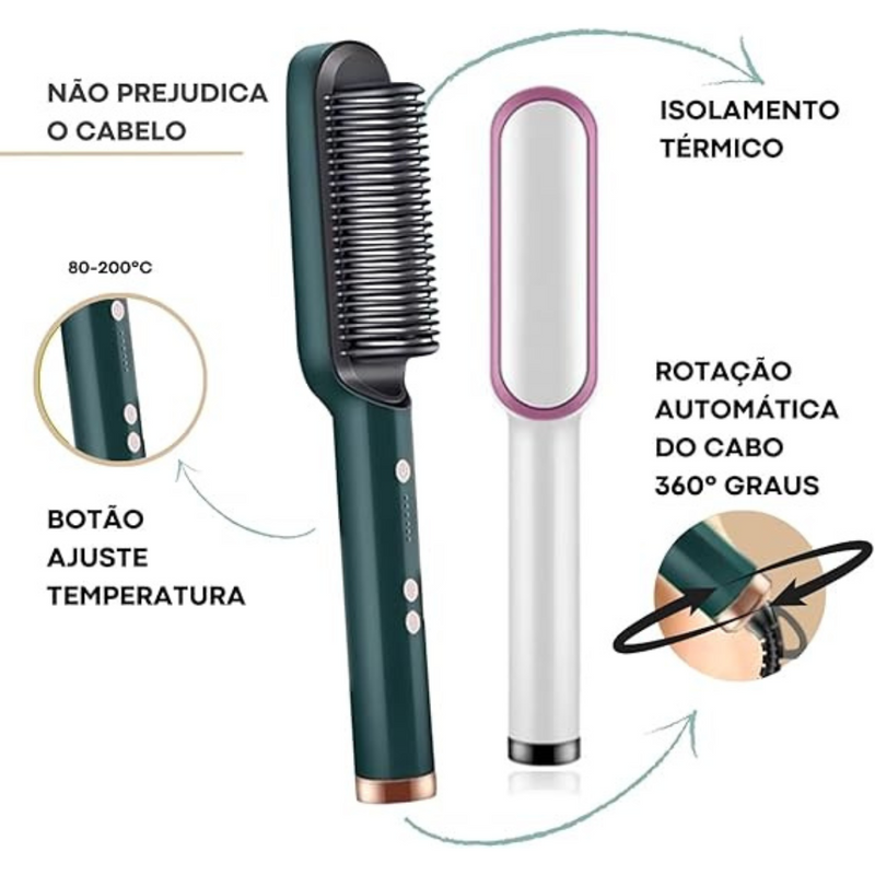 Escova Alisadora Elétrica Bivolt Verde – Praticidade e Cabelos Lisos em Minutos