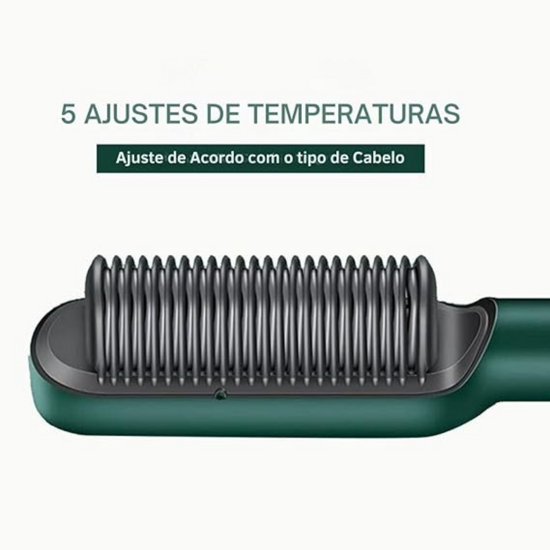 Escova Alisadora Elétrica Bivolt Verde – Praticidade e Cabelos Lisos em Minutos