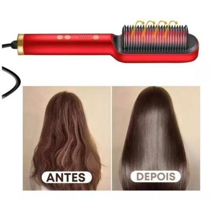 Escova Alisadora Elétrica Bivolt Vermelha – Praticidade e Cabelos Lisos em Minutos