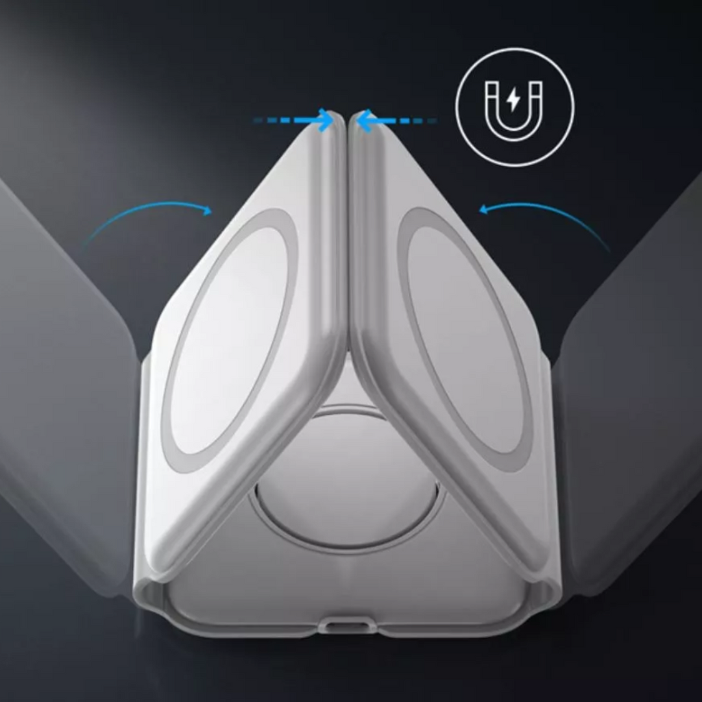 Carregador MagSafe Dobrável 3 em 1 Branco – Carregue com Estilo, Praticidade e Alta Performance