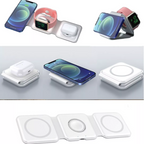 Carregador MagSafe Dobrável 3 em 1 Branco – Carregue com Estilo, Praticidade e Alta Performance