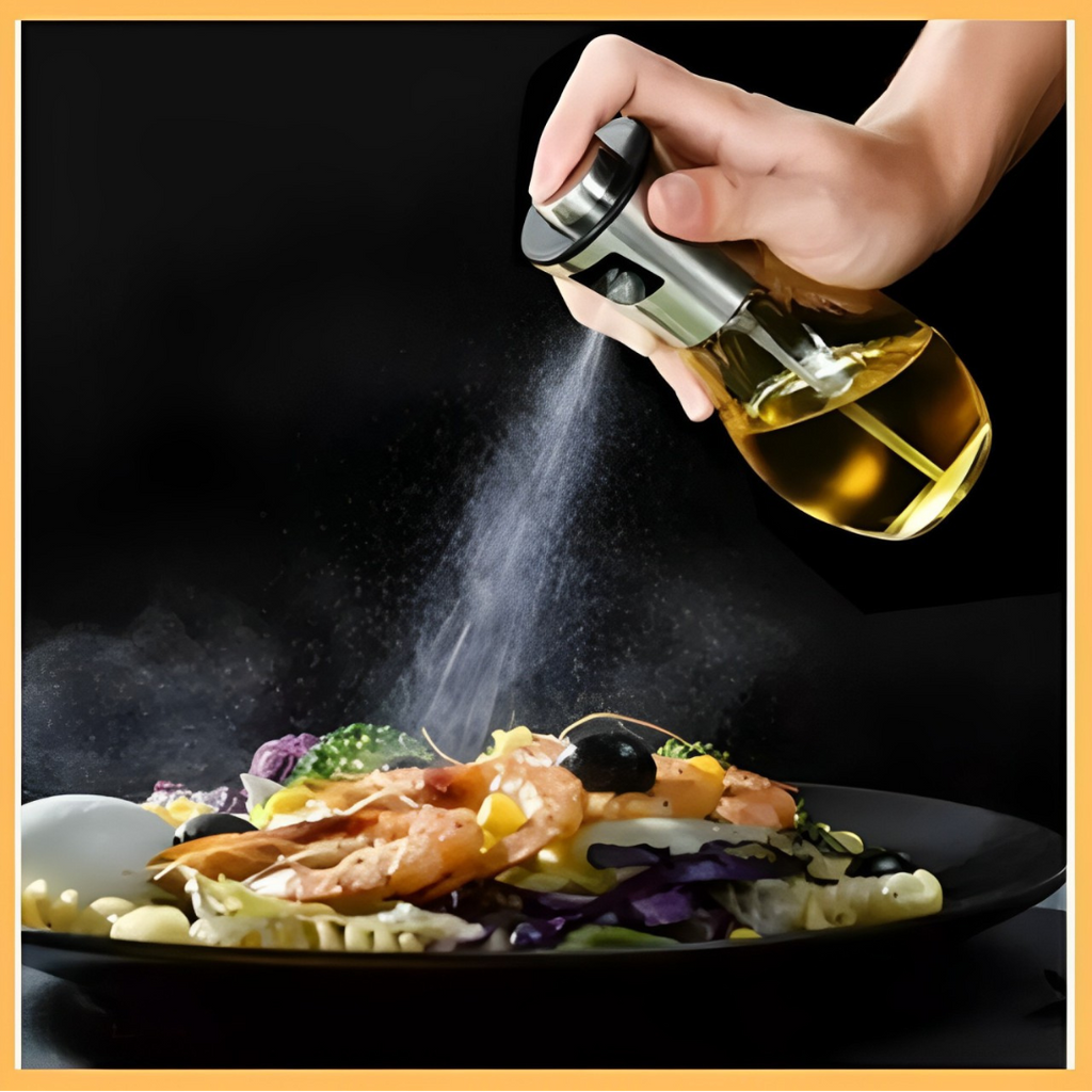 Spray Pulverizador de Azeite e Vinagre 200ml em Vidro e Inox – Precisão, Estilo e Saúde na Cozinha
