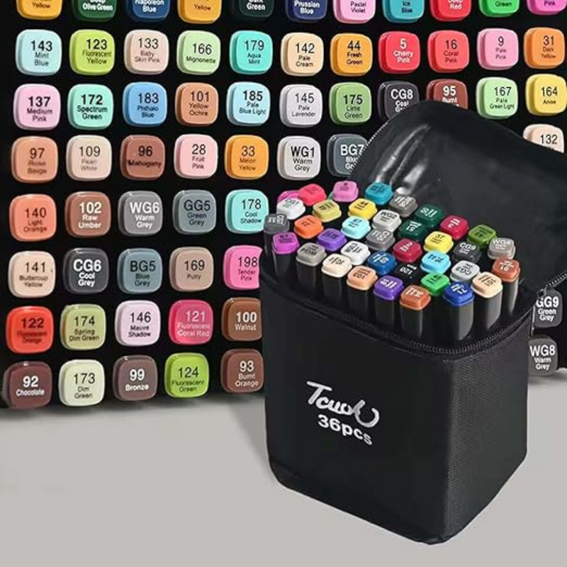 Kit Caneta Colorida Ponta Dupla com Estojo – 36 Cores para Criar Sem Limites
