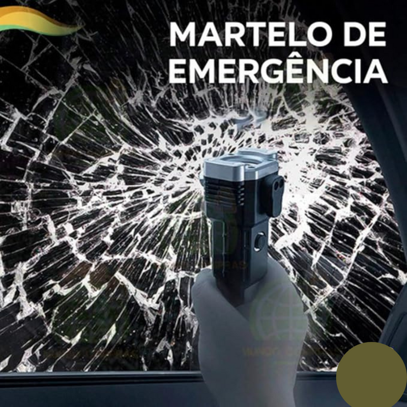 Lanterna LED Martelo de Emergência Multifuncional – Segurança e Potência em Suas Mãos