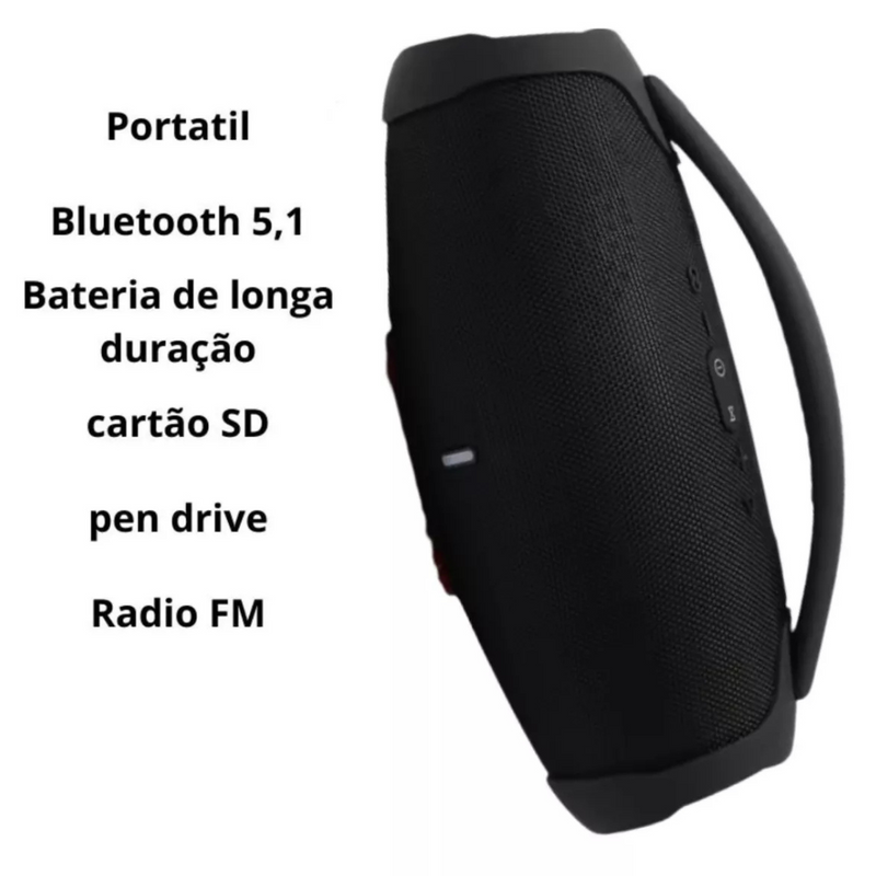 Caixa de Som Boom 3 Bluetooth Preto – Potência, Conectividade e Liberdade Musical