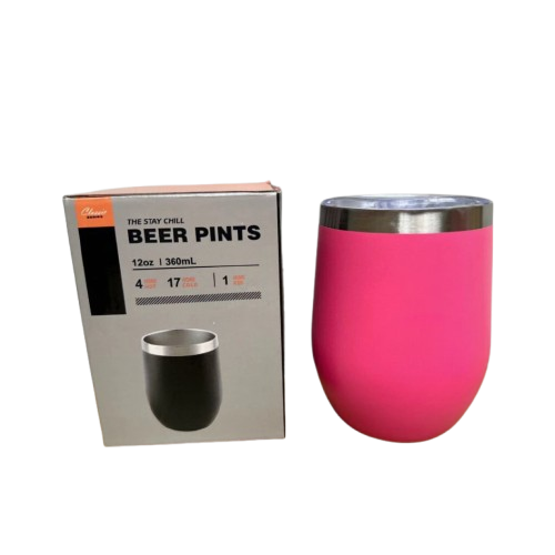 Copo Cuia Térmico Inox com Tampa Antivazamento 360ml – Pink