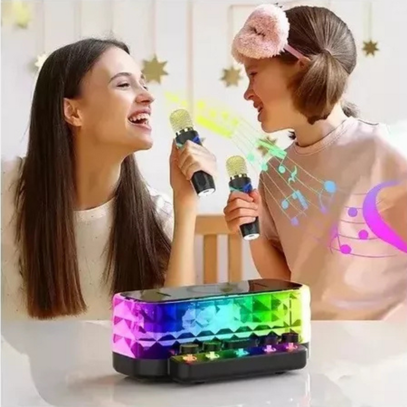 Caixa de Som Bluetooth 50W  Preto – Karaokê com Carregador por Indução em Um Só Produto