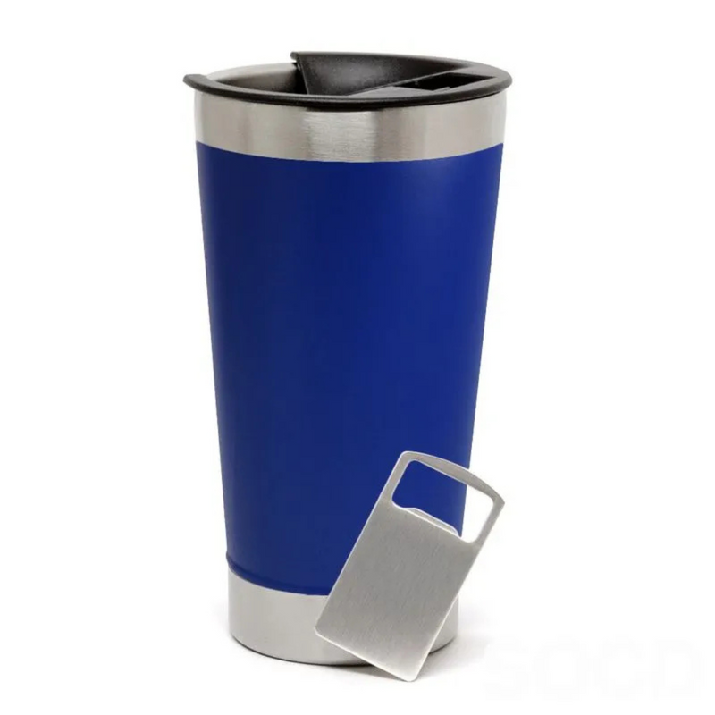 Copo Térmico Inox 473ml com Tampa e Abridor Azul – Estilo, Praticidade e Temperatura na Medida Certa