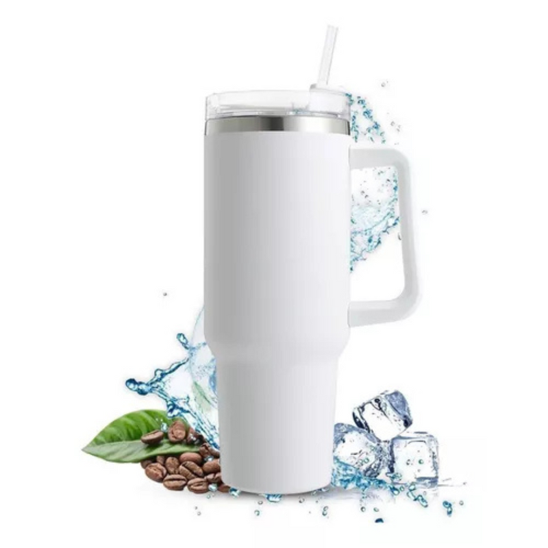 Copo Térmico Quencher 1200ml com Alça e Canudo Branco – Bebidas Sempre na Temperatura Perfeita, Onde Você Estiver