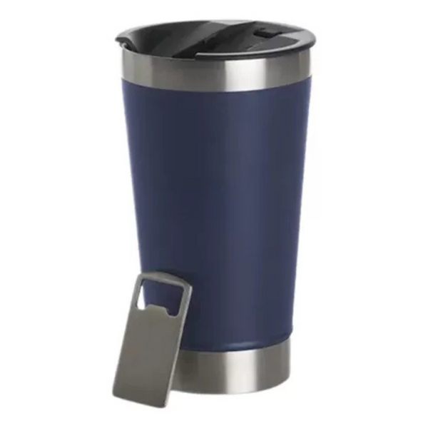 Copo Térmico Inox 473ml com Tampa e Abridor Azul Escuro – Estilo, Praticidade e Temperatura na Medida Certa