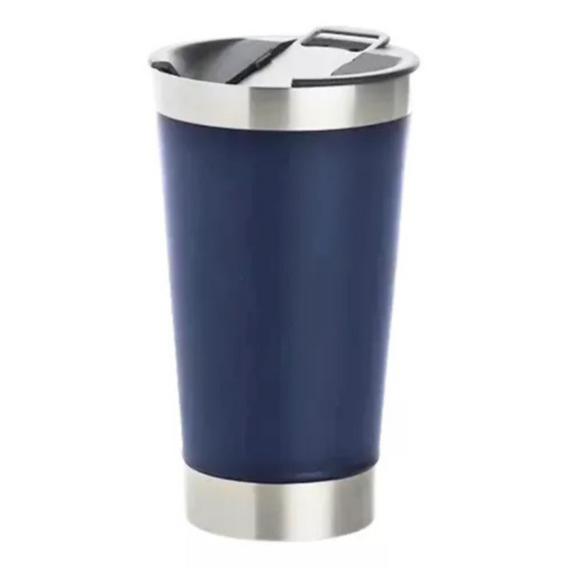 Copo Térmico Inox 473ml com Tampa e Abridor Azul Escuro – Estilo, Praticidade e Temperatura na Medida Certa