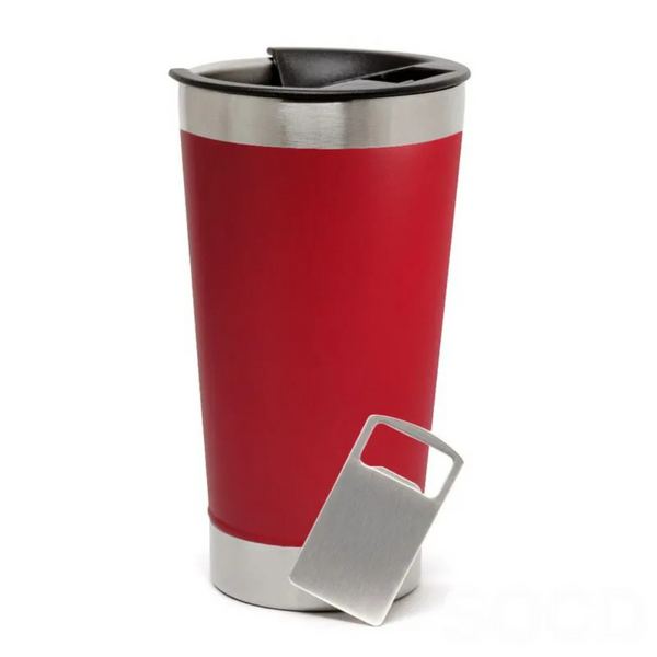Copo Térmico Inox 473ml com Tampa e Abridor Vermelho – Estilo, Praticidade e Temperatura na Medida Certa