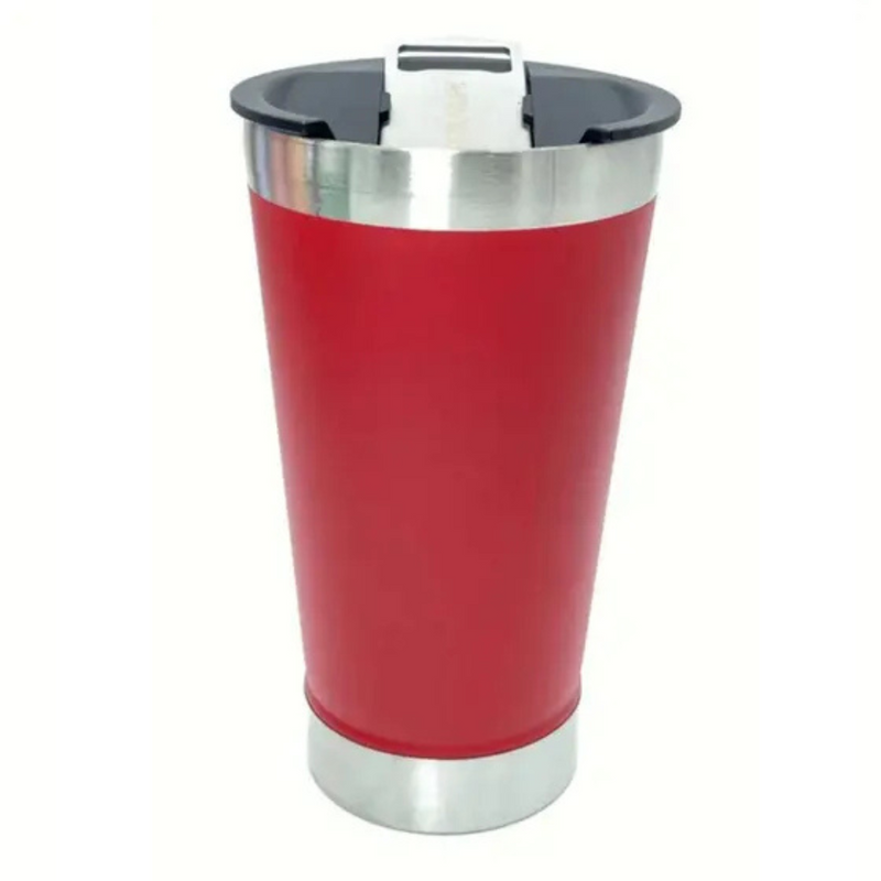 Copo Térmico Inox 473ml com Tampa e Abridor Vermelho – Estilo, Praticidade e Temperatura na Medida Certa